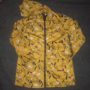 Yellow floral large zip up sweatshirt/jacket